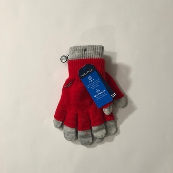 Nautica Gloves Touch Screen Red/Gray - Picture 1 of 4